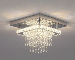 Crystal LED Ceiling Lights K9 Living Room Stainless Steel Chandelier Luminaire For Hallway Aisle Plafon Lustres LightIing Fixture