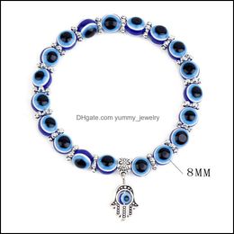 blue chakra bracelet UK - Beaded Strands Bracelets Jewelry Chakrabeads Natural Crystal Quartz Healing Point Chakra Bead Gemstone Cross-Boring Ce Turkey Blue Eyes Met