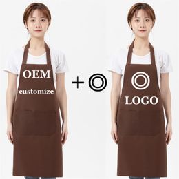 oem custom design black unisex waiter cooking restaurant with pocket printing men and aprons for woman Factory wholesale 220608