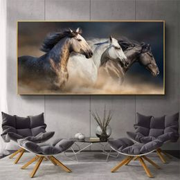 Black and White Running Horse Canvas Art Animal Paintings Wall Art Poster and Print Wall Pictures for Living Room Home Decor