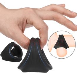 -Massageador de brinquedos sexuais elástico pênis de silicone scrotum bind gock duplo erection ereção extensa bloqueio espermato