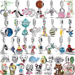 925 Sterling Silver Dangle Charm Colour Multicolor Enamel Dog Beads Bead Fit Pandora Charms Bracelet DIY Jewellery Accessories