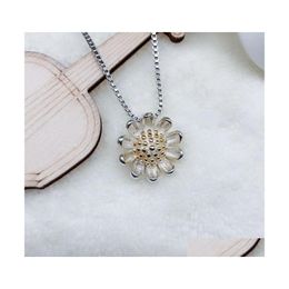 Pendant Necklaces Daisy Necklace Fashion Wedding Jewellery Lovely Imitation 925 Sterling Sier Plated Vibrant Sun Flower Hjewelry Drop Dh0Hi