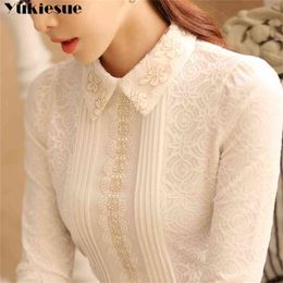 plus size women tops white lace blouse shirt womens tops and blouses long sleeve thick warm winter women shirts elegant blusas 210412