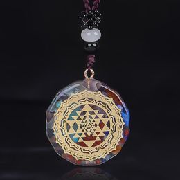 Pendant Necklaces Orgonite Om Symbol Necklace Sri Yantra For Women Sacred Geometry Chakra Energy Natural Stone NecklacePendant