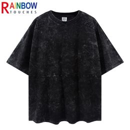 Rainbowtouhes Kaus Timbul Tiga Dimensi Longgar Baru Lengan Pendek Tshirt Mode High Street Retro Hip Hop Uniseks 220610