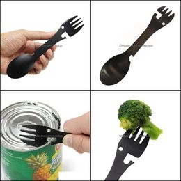 Tableware Fork Mti Tool Can Opener Flatware Portable Bottle Cutlery Mtitool Camp Utensil Spork Stainless Steel Picnic Dh2002 Drop Delivery 2