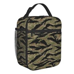 Custom Tiger Stripe Camo Bags Men Women Cooler Warm Insulated Lunch Box for Children School 220711