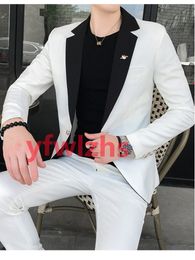 Classic White Wedding Tuxedos Notch Lapel Mens Suit Two Pieces Formal Business Mens Jacket Blazer Groom Tuxedo Coat Pants 01216