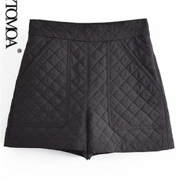 KPYTOMOA Women Fashion With Pockets Thin Padded Shorts Vintage High Waist Side Zipper Female Short Pants Mujer 220419