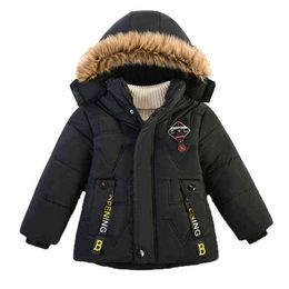 2021 Winter Boy Jackets Autumn Fashion Boys Thick Plush Hooded Outerwear Children Clothes Kids Warm Zipper Jackets J220718