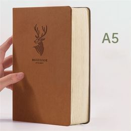 Super thick! 416 Pages Leather Deer Notebook A5 Daily Notebook Business Office Daily Work Notepad for 1-2 Years Writing As gift 220401