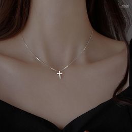 Pendant Necklaces Classic Cross Pendants Women Silver Color Chain Choker Necklace Female Bohemian Metal Jewelry Bijoux Collares Elle22