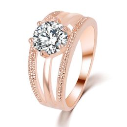 White copper rose gold plated solitaire simple ring