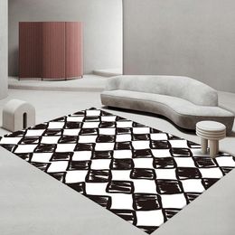 Carpets Simple Black And White Striped Living Room Large Area Carpet Bedroom Decor Rug Homestay Leisure Non-slip Sofa Mat