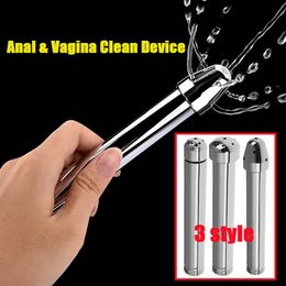 Metal Anal Douche Shower Enema Bidet Tap With 3 Styles Head Anus Vaginal Expander Cleaning Butt Plugs BDSM Couple sexy Tools Beauty Items