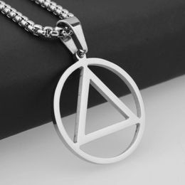 Pendant Necklaces Wholesale Price Womens Mens Silver Colour Jewellery Triangle And Round Stainless Steel Box Chain 24" Necklace Party Gift