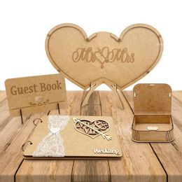 Party Decoration Guest Sign-In Book With Dual-Hearts Shaped Decor Wedding Reception Decorations Signs For Parties 100 Small Wood HeartsParty