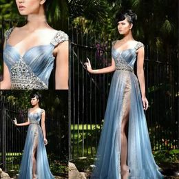new arrival lace beaded side split prom dress beading elegant pageant formal pleats prom party gowns plus size ball gown for women