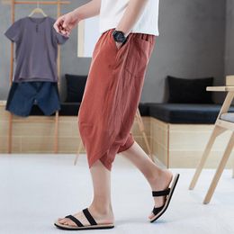 Men's Shorts Mens Beach Linen Pants Sports Breathable Vintage Summer Cotton Running Hip Hop Holiday Pockets Brand Short