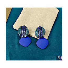 Dangle Chandelier Fashion Jewellery Blue Square Diamond Earrings For Women S925 Sier Post Personality Geometric Drop Delivery Dh5Pz