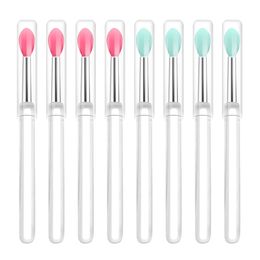 10pcs Silicone Lip Brushes Makeup Beauty Lipstick with Cap Lip Applicator for Applying Cream Gloss Mask Eyeshadow Colours