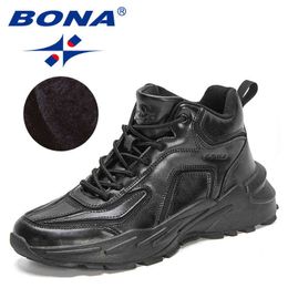 Boot Bona 2022 New Designer Brand Snow Men Protective Wear Resistant Ankle Man Plush Warm Winter High Top Comfort 220805
