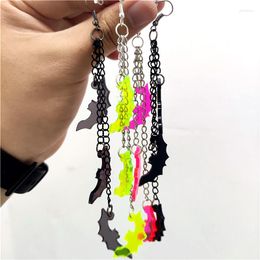 Dangle & Chandelier Gothic Long Tassel Bat Drop Earrings For Women Acrylic Green Pink Clear Black Halloween Jewelry AccessoriesDangle