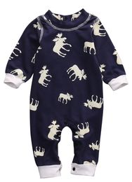 Citgeett Autumn Infant Baby Girl Boy Deer Printed Long Sleeve Romper Jumpsuit Christmas Pajamas Fall Winter Outfits 220525