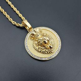 Pendant Necklaces Stainless Steel Round Crystal Pendants Men's Hip Hop Necklace Jewelry Party Gift SN190Pendant