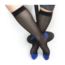 Men's Socks Ultra Thin Sheer Men Formal Knee High See Through Dress Suit Hose For Gay Fetish Collection Striped Male StockingMen's
