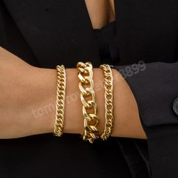 High Quality Punk Simple Metal Curb Link Chain Bracelets for Women/Men Gold Thick Chain Bracelet Fashion Jewellery Sets