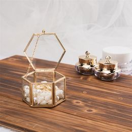 1PC Geometrical Clear Glass Jewellery Box Organise Holder Ring Necklace Bracelets Earrings Accessories 220809