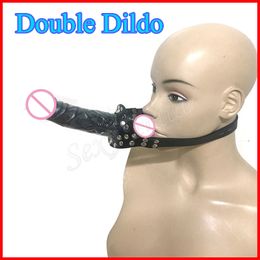 Double-Ended Dildo Gag Head Strapon Mouth Fetish Bondage Penis Harness Lesbian sexy Toys Products Adult Erotic