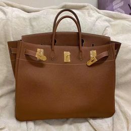 Platinum Large Handbags 40cm Brand Designer 50cm Tote Mens Brown Colour Luxury Bag Fully Handmade Stitching with Wax Line Togo Leather