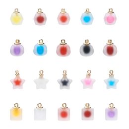 Pendant Necklaces Kissitty 80Pcs Mixed Shape Resin Frosted Pendants Imitate Jelly Bead In For Necklace Jewellery Making Findings