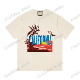 22ss Men Women Designers t shirts tee Vacation California print sunshine short sleeve Crew Neck Streetwear white xinxinbuy XS-L