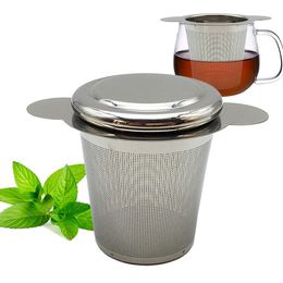 Tea Infusers Basket Reusable Fine Mesh Tea Strainer Lid Tea and Coffee Philtres Stainless Steel with 2 handles DH8474