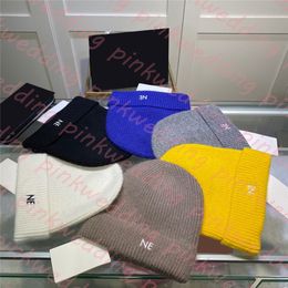 Thick Wool Hat Embroidery Letter Beanie Trendy Outdoor Warm Knitted Hats Women Men Winter Skull Cap