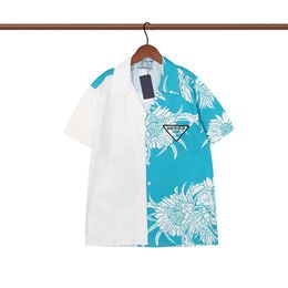 Mens Casual Shirts short sleeve shirt Beach style stitching Colourful Classic Business T-shirt Button Lapel.top2
