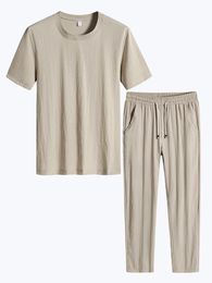 Men's Tracksuits Summer Men's Plus Size T-shirts Pants 2 Piece Clothing Sets Men Sportswear Straight Casual Jogger Sweat Suits 8XLMen's