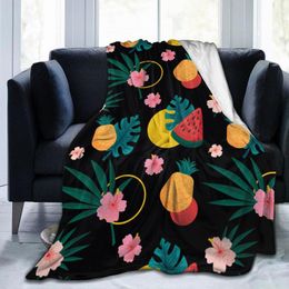 Blankets Soft Warm Flannel Blanket Summer Tropical Fruit Travel Portable Winter Throw Thin Bed Sofa BlanketBlankets