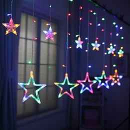 2.5m 138 leds icicle led star fairy lights christmas garland curtain string lights star lamp wedding party year decoration 201203