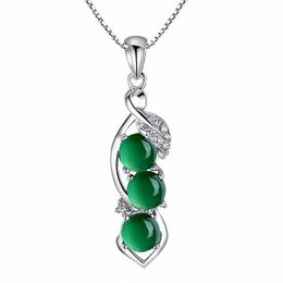 Small Pea Pendant Chrysoprase String Bean Pendant White Gold Plated Red Onyx Necklace