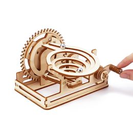 Wooden Marble Run 3D Puzzle Educational Toy Mechanical Kit Maze Ball Building Coaster Game For Children Teen Birthday Gifts 220715