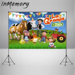 Background Custom Green Grass Farm Booth Vinyl la granja de zenon Po Studio Kids 1st Birthday Backdrop 220614