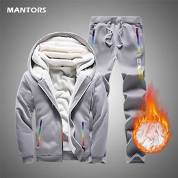 2020 Hoodie Suit Rainbow Mens Tracksuit Winter Men s Sets Warm Hoodie Pants Sportswear Casual Men Tracksuit 2 Pieces Set Outfits LJ201125