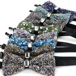 Luxury Diamond Bow Tie For Men Butterfly Knot Rhinestone Collar Tie Crystal Stone Wedding Bowtie Neckwear