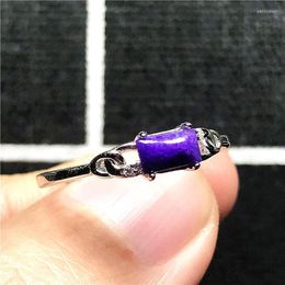 Cluster Rings 5mm Top Natural Royal Purple Sugilite Ring Jewelry For Woman Man 925 Silver Anticancer Stone Beads Crystal Adjustable Edwi22