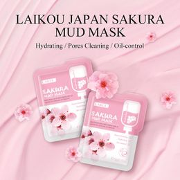 LAIKOU Japan Sakura Mud Face Mask Night Facial Packs Skin Clean Dark Circle Moisturize Face Care Masks